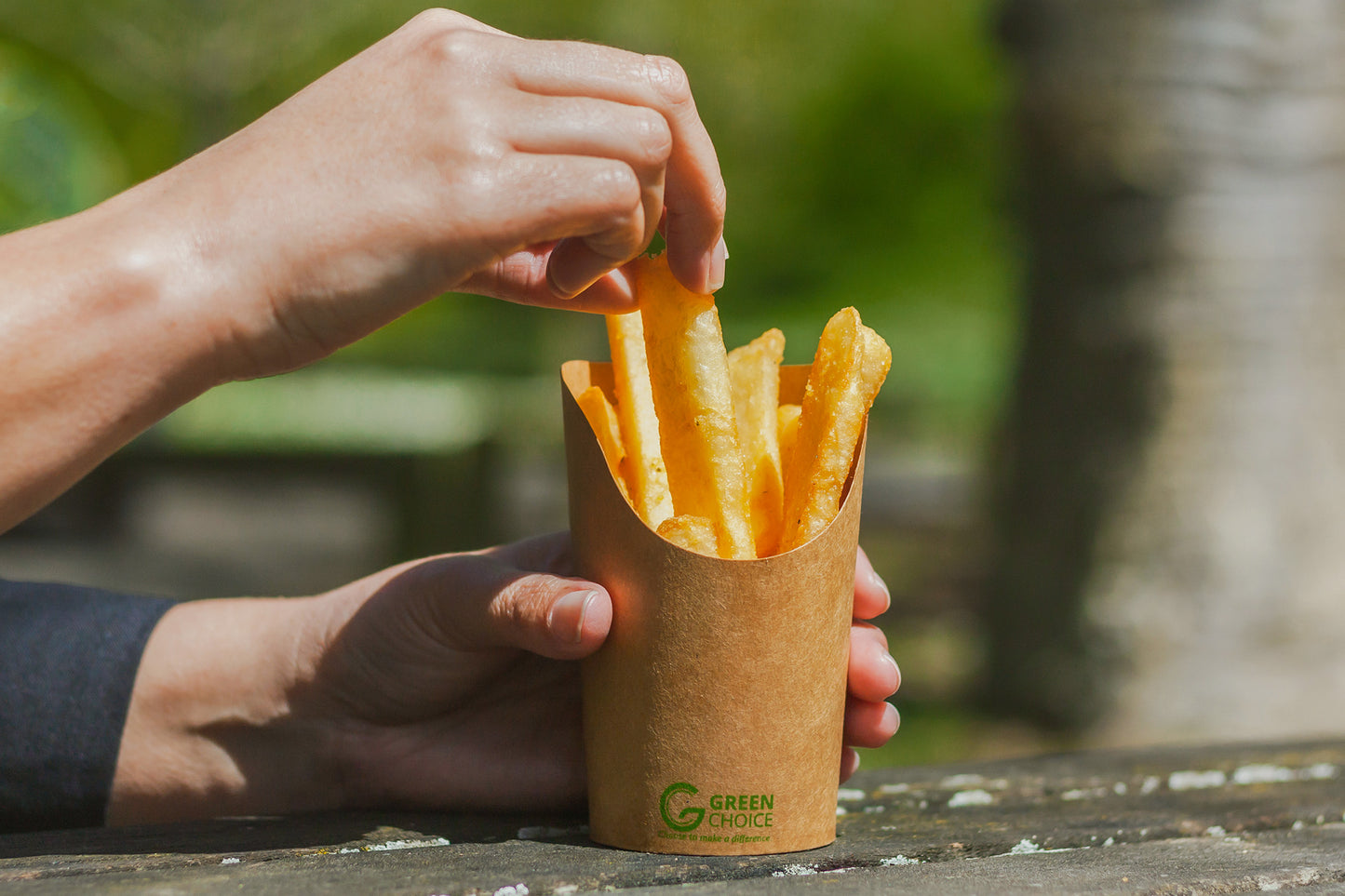 Hot Chips in a Kraft Disposable Cup Cup