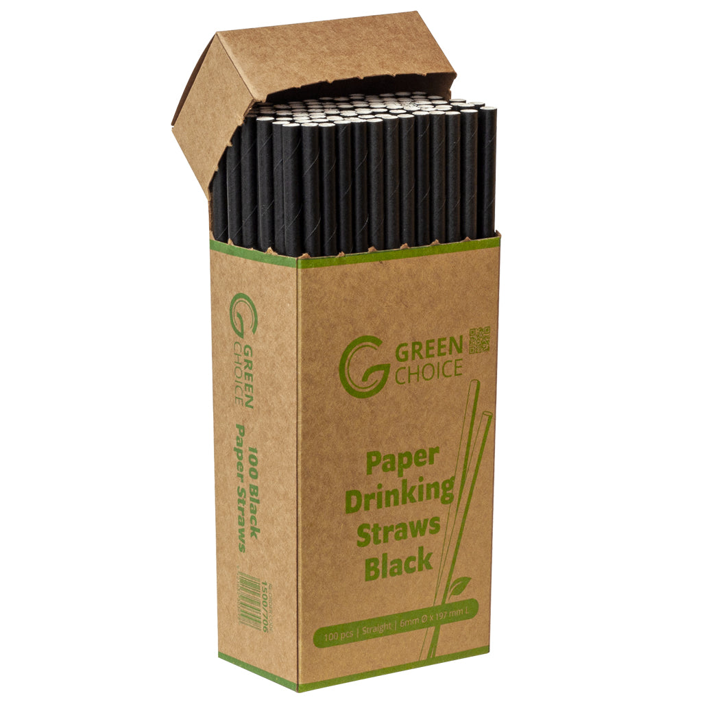 Paper Straw Straight - 6mm Black